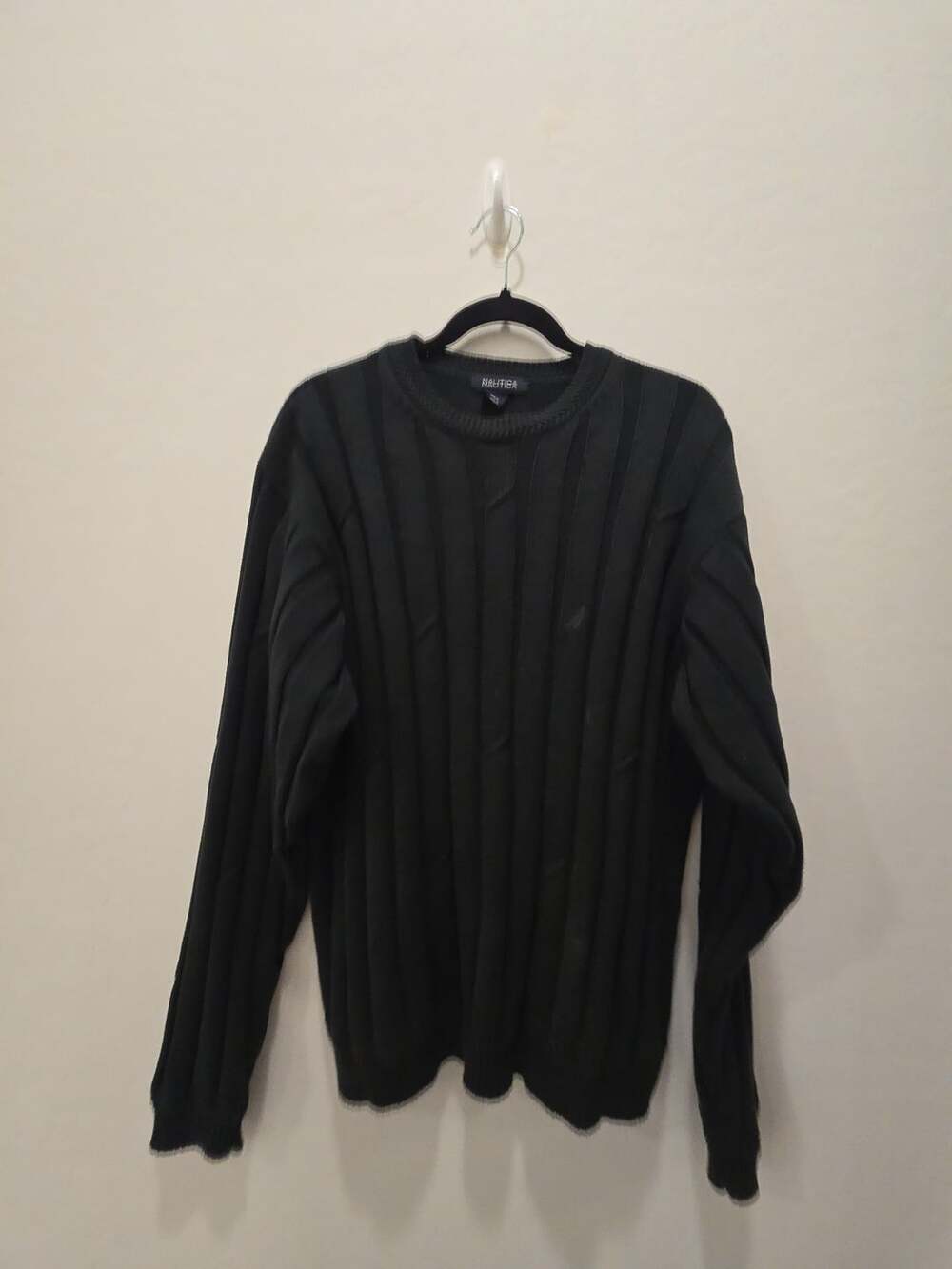 Nautica Sweater Crewneck XL Dark Green Cotton Ribbed